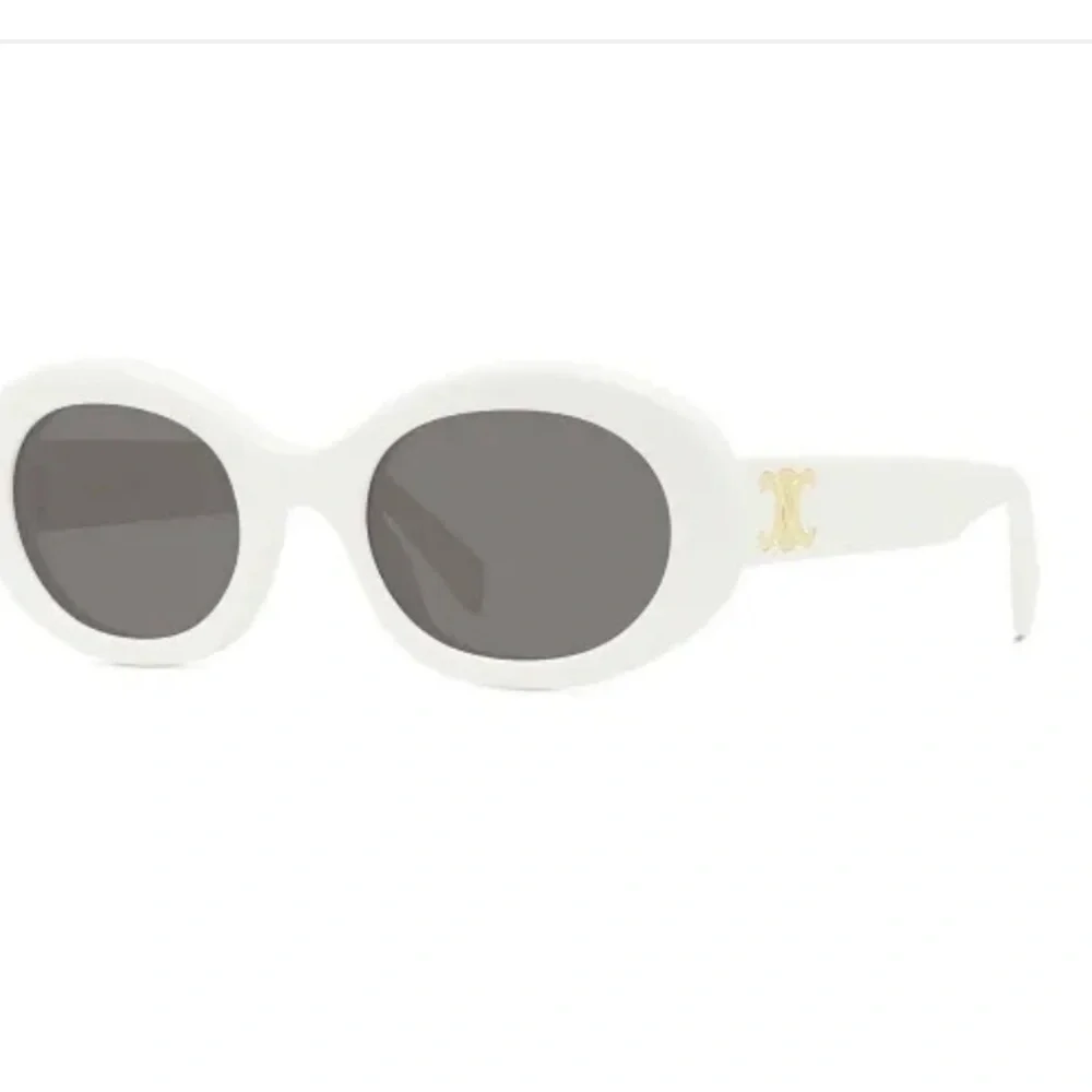 White Oval Sunglasses with Gold Accent - Picture 1 of 2